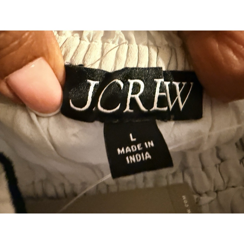 NWT J Crew Crinkle Maxi Dress L Silver Gray Ruffle Tiered Black Trim Cami - Picture 9 of 14